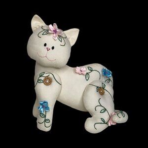 Embroidered Articulated CAT Kitten T.L. Toys HK Stuffed Animal Plush Legs Move